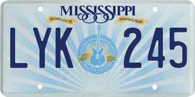 MS license plate LYK245