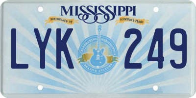MS license plate LYK249