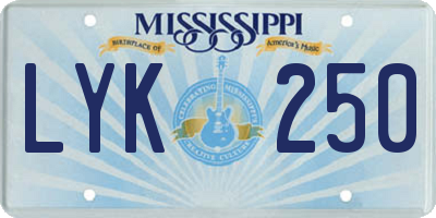 MS license plate LYK250