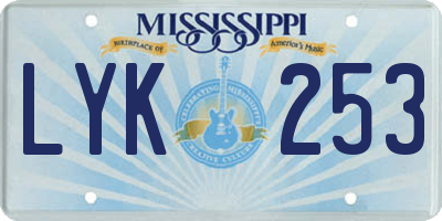 MS license plate LYK253