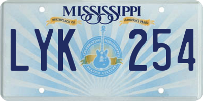 MS license plate LYK254