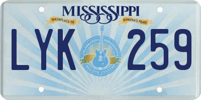 MS license plate LYK259