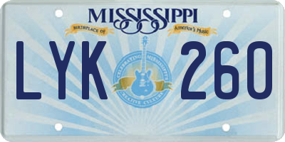 MS license plate LYK260