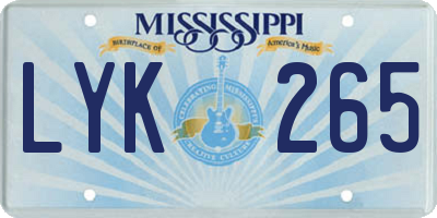 MS license plate LYK265