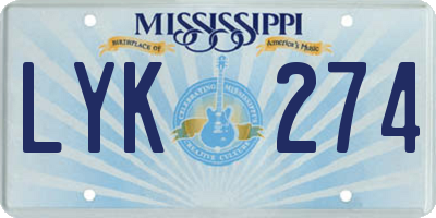 MS license plate LYK274