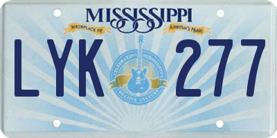 MS license plate LYK277