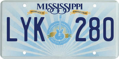 MS license plate LYK280