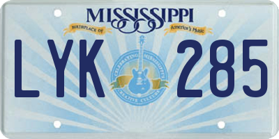 MS license plate LYK285