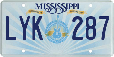 MS license plate LYK287