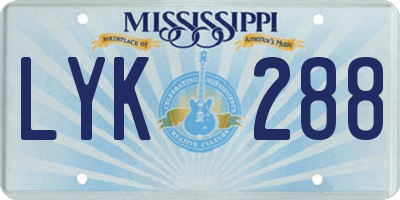 MS license plate LYK288