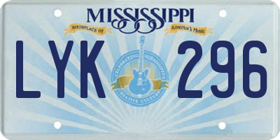 MS license plate LYK296