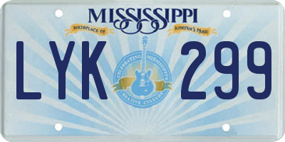 MS license plate LYK299