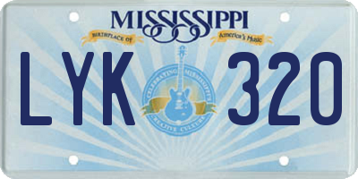 MS license plate LYK320