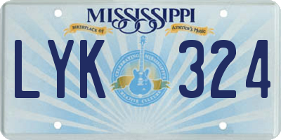 MS license plate LYK324