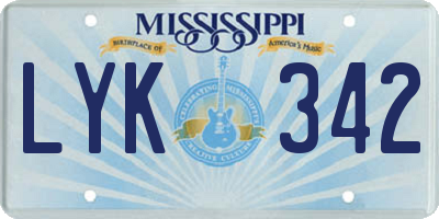 MS license plate LYK342