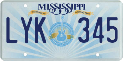 MS license plate LYK345