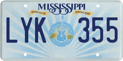 MS license plate LYK355