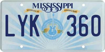 MS license plate LYK360