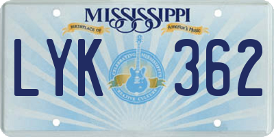 MS license plate LYK362