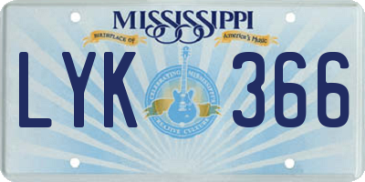 MS license plate LYK366