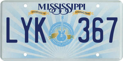 MS license plate LYK367