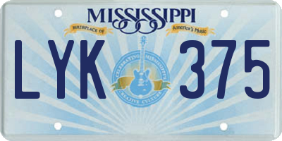MS license plate LYK375