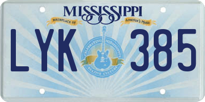 MS license plate LYK385