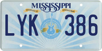 MS license plate LYK386