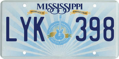 MS license plate LYK398