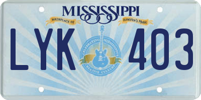 MS license plate LYK403