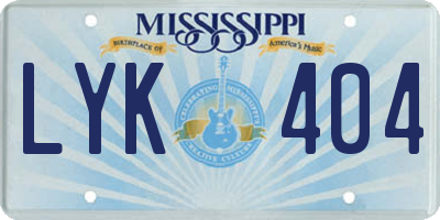 MS license plate LYK404