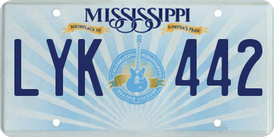 MS license plate LYK442