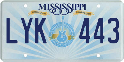 MS license plate LYK443