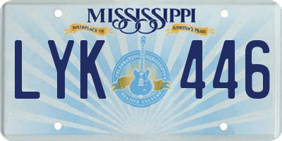 MS license plate LYK446
