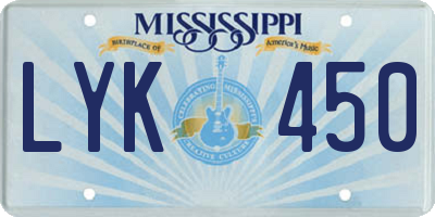 MS license plate LYK450