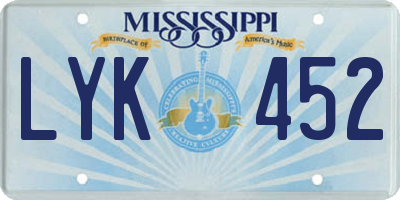 MS license plate LYK452