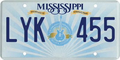 MS license plate LYK455