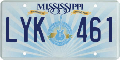 MS license plate LYK461