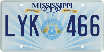MS license plate LYK466