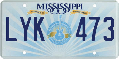 MS license plate LYK473