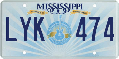MS license plate LYK474
