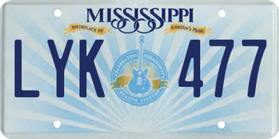 MS license plate LYK477