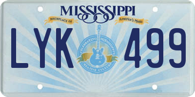 MS license plate LYK499