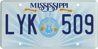 MS license plate LYK509