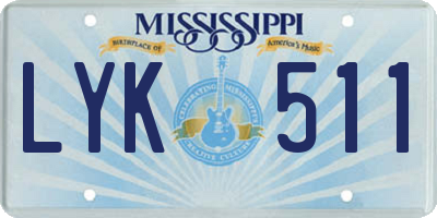 MS license plate LYK511