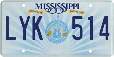 MS license plate LYK514