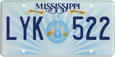 MS license plate LYK522