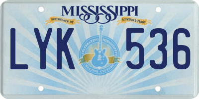 MS license plate LYK536