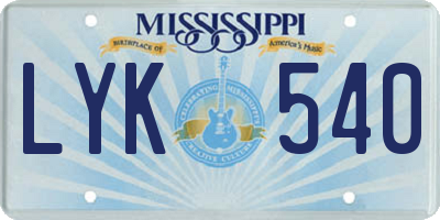 MS license plate LYK540