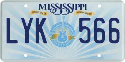 MS license plate LYK566